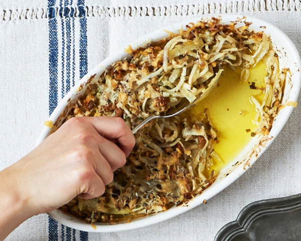 Celeriac and celery walnut gratin