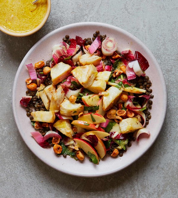 Celeriac and chicory salad in a mustard dressing