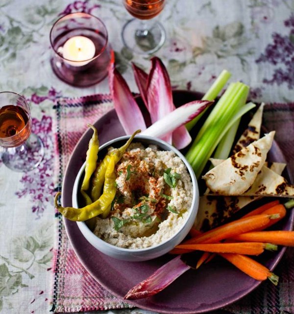 Celeriac and hazelnut 'houmous' with crudités