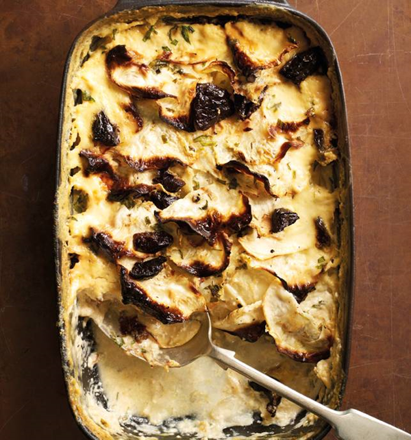 Celeriac and prune Dauphinoise
