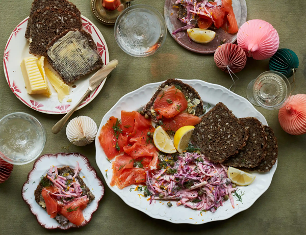 Celeriac beetroot remoulade with smoked trout