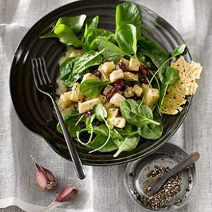 Celeriac, cress & spinach salad with Parmesan crisps