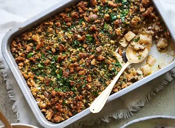 Celeriac gratin with parsley Parmesan crust