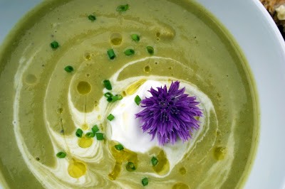 Celeriac, lettuce and pea soup
