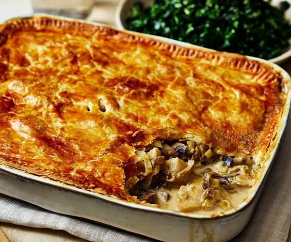 Celeriac, mushroom & Cheddar pie