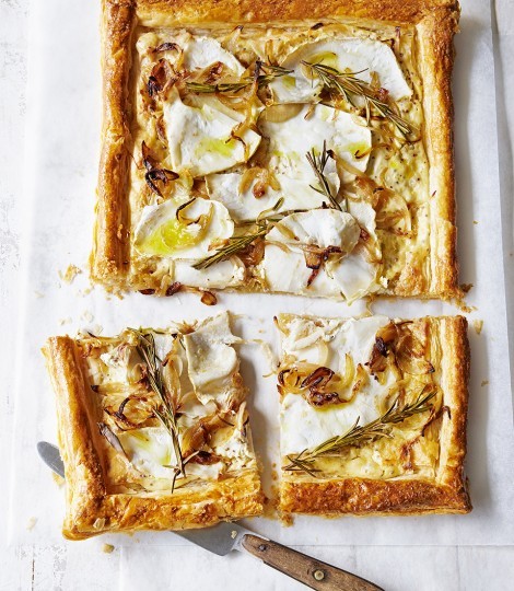 Celeriac, onion and mustard puff pastry tart