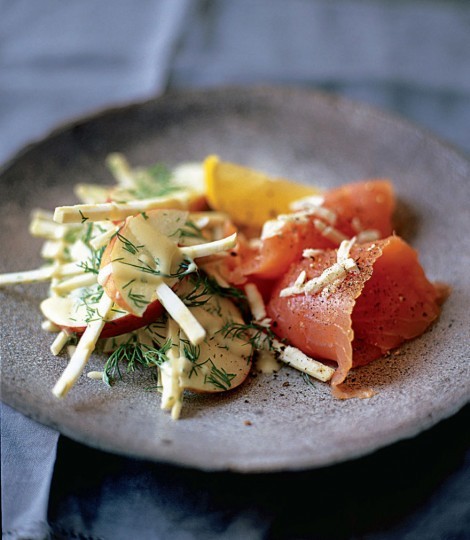 Celeriac remoulade with smoked fish and horseradish