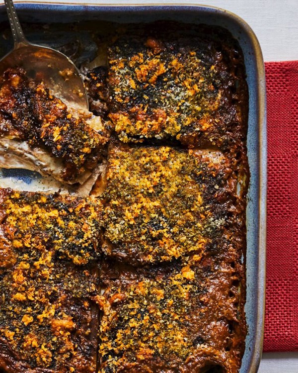 Celeriac, sage and black garlic gratin 