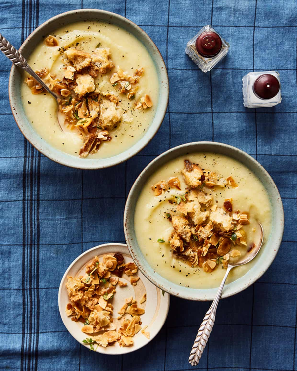 Celeriac soup with almond pangrattato