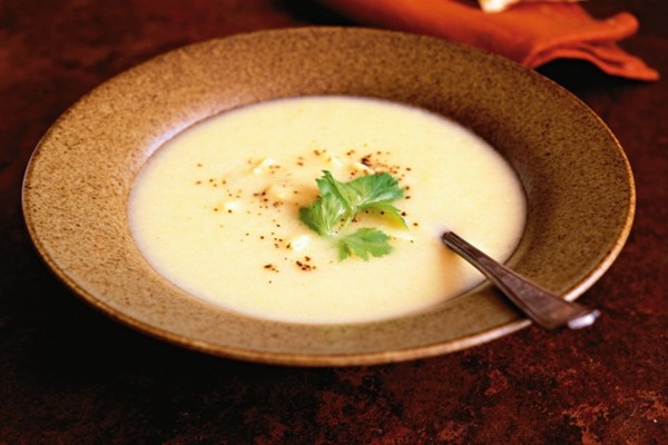 Celeriac soup with smoked trout toasties