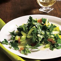 Celery and parsley salad with golden raisins