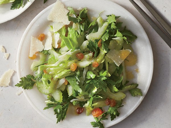 Celery-and-parsley salad with wine-soaked raisins