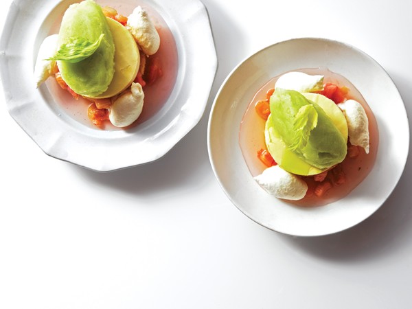 Celery and rhubarb vacherin
