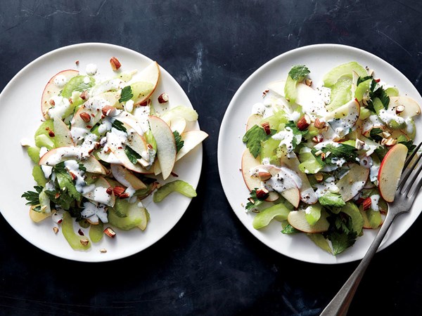 Celery, apple, and almond salad