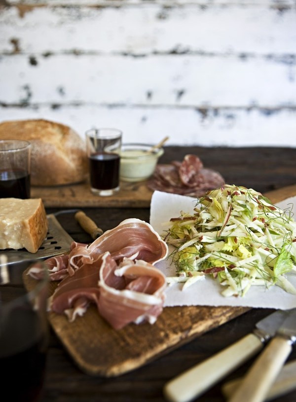 Celery, apple and fennel salad with cured meats