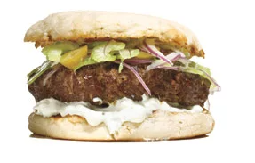 Celery, olive and blue cheese burgers