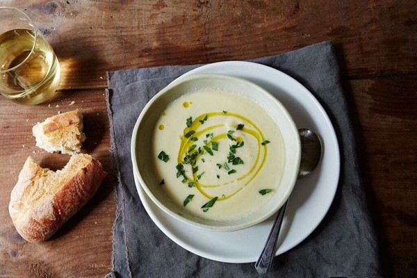Celery root and apple soup with tarragon