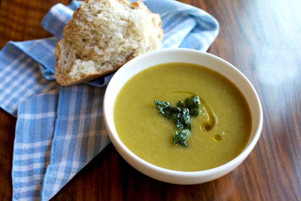 Celery root and scallion soup