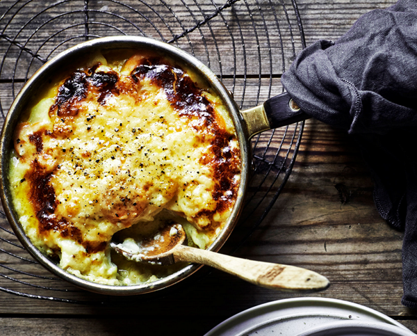 Celery root, carrot, and potato gratin