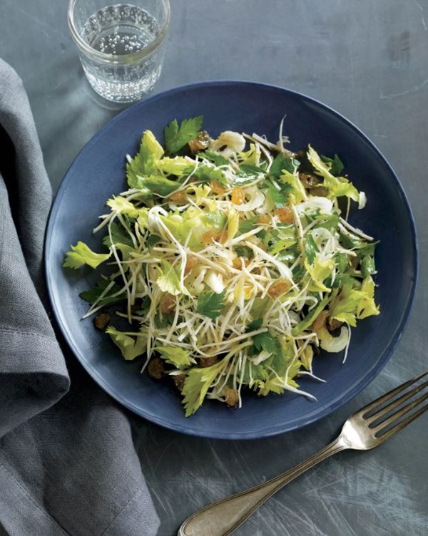 Celery root, celery heart, and celery leaf salad