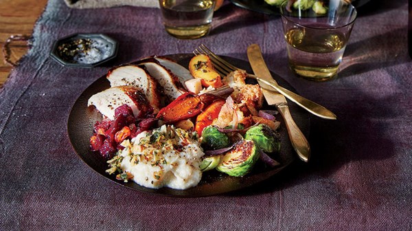 Celery root puree with almond-mint gremolata