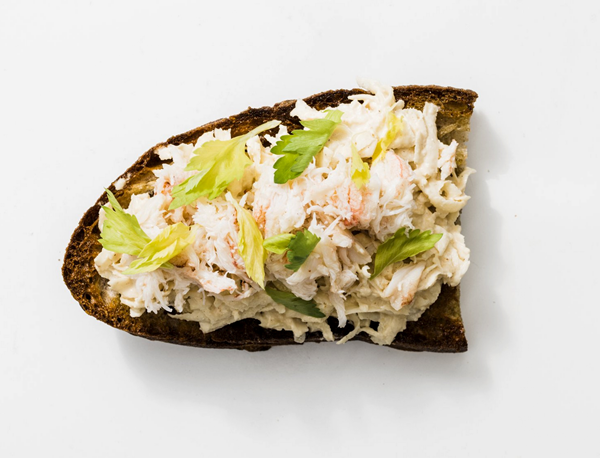 Celery root remoulade with crab on toast