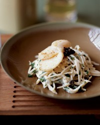 Celery root remoulade with scallops and caviar