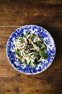 Celery root salad with lentils and bagna cauda