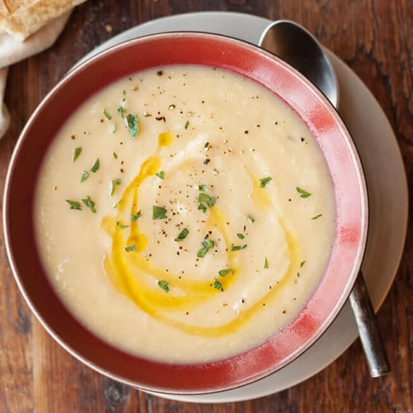 Celery root soup with truffle oil