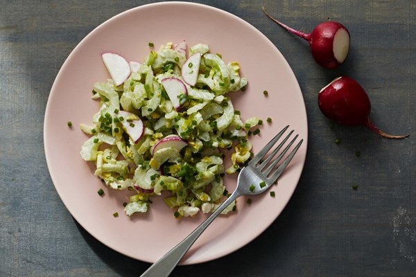 Celery salad with blue cheese dressing