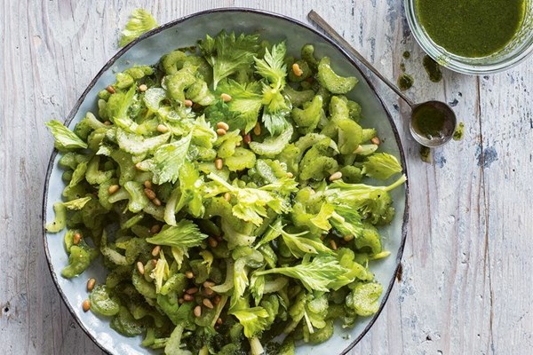 Celery salad with vierge dressing