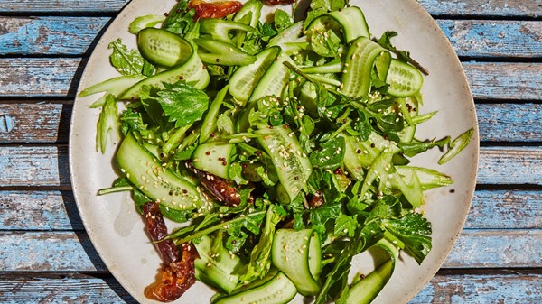 Celery slaw with seeds and dates