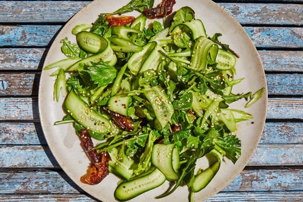Celery slaw with seeds and dates 