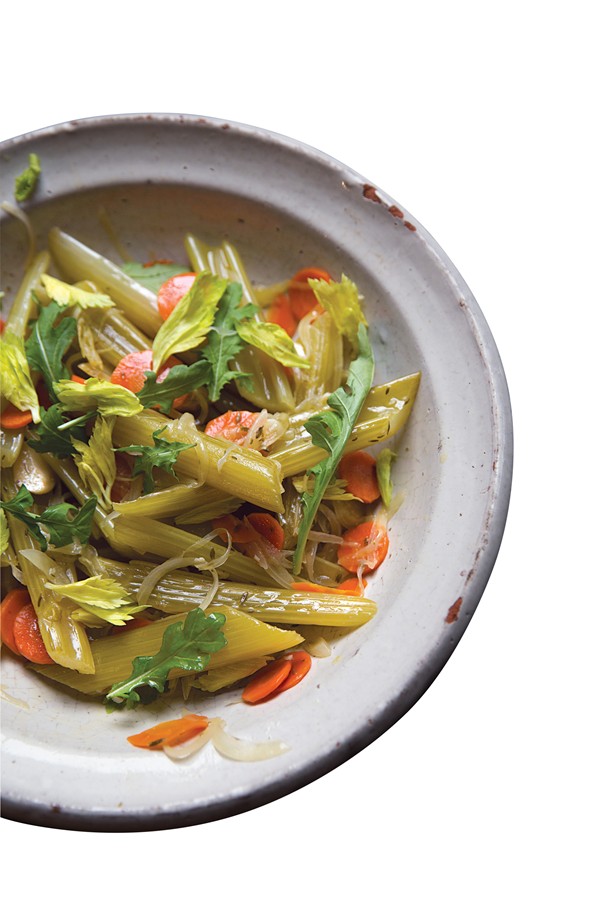 Celery stewed in olive oil (Céleri barigoule)
