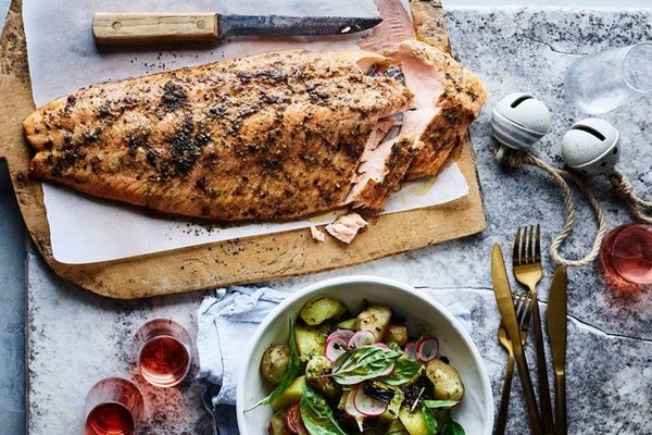 Centrepiece salmon with Thai basil and brown butter