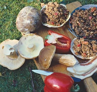 Ceps stuffed with haggis