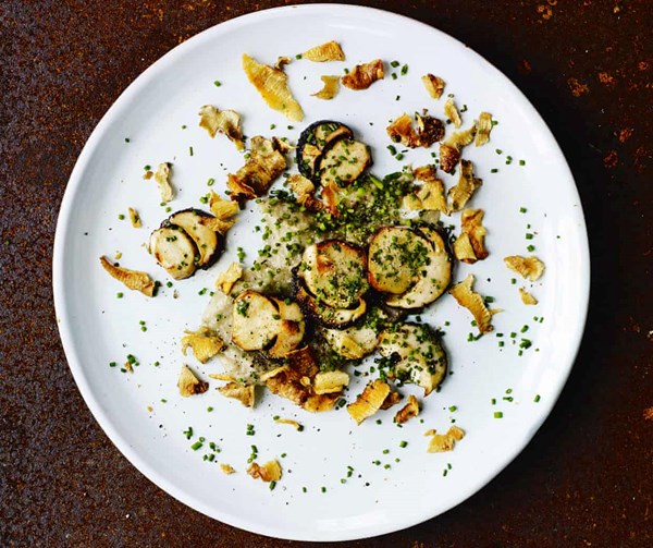 Ceps with artichoke and chives
