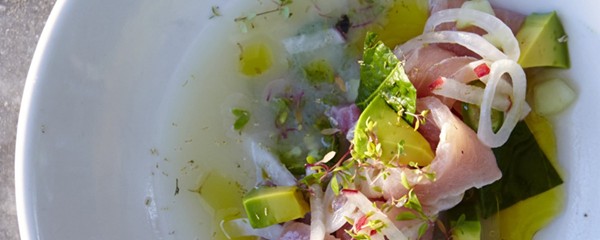 Ceviche de aguja with ginger and mezcal