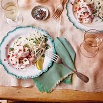 Ceviche of sea bass and apple with celeriac salad