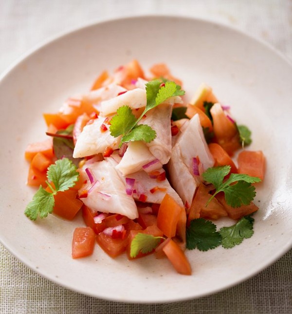 Ceviche with coriander salad