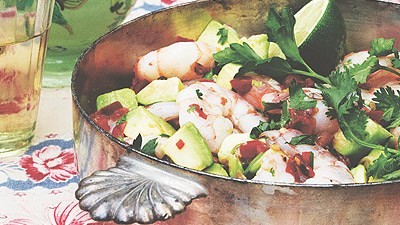 Ceviche with prawns/shrimp and avocado
