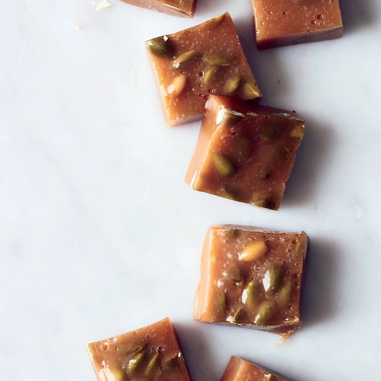 Chai caramels with salted pepitas