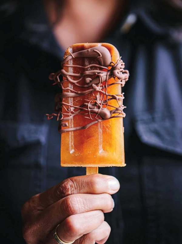 Chai masala ice pops with peanut & chocolate drizzle