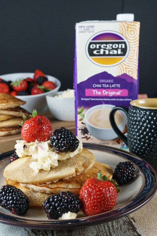 Chai spiced pancakes with whipped vanilla-mascarpone