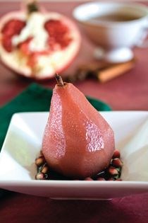 Chai-spiced pomegranate pears