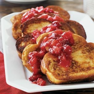 Challah French toast with cranberry-apple compote