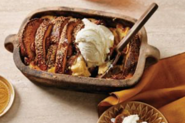 Challah pudding with figs and orange zest