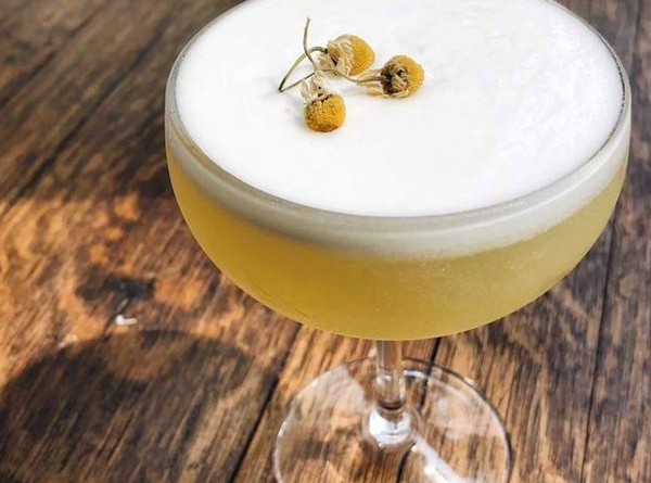 Chamomile grappa sour