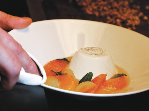 Chamomile panna cotta and citrus soup (Bake the Book)