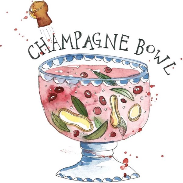 Champagne bowl with cranberry, pomegranate & clementine